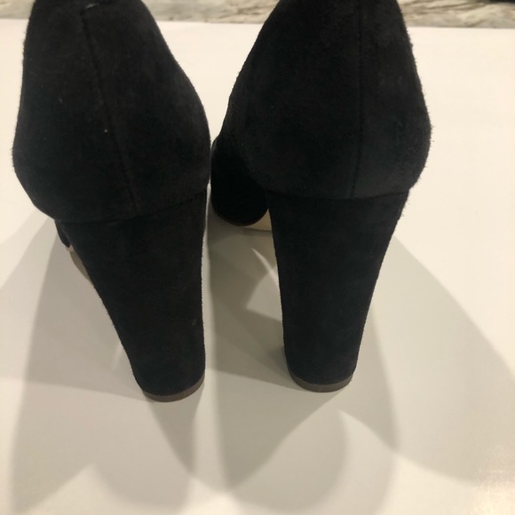 J. Crew Black Suede Chunky Heels Sz 6.5 - Picture 6 of 10